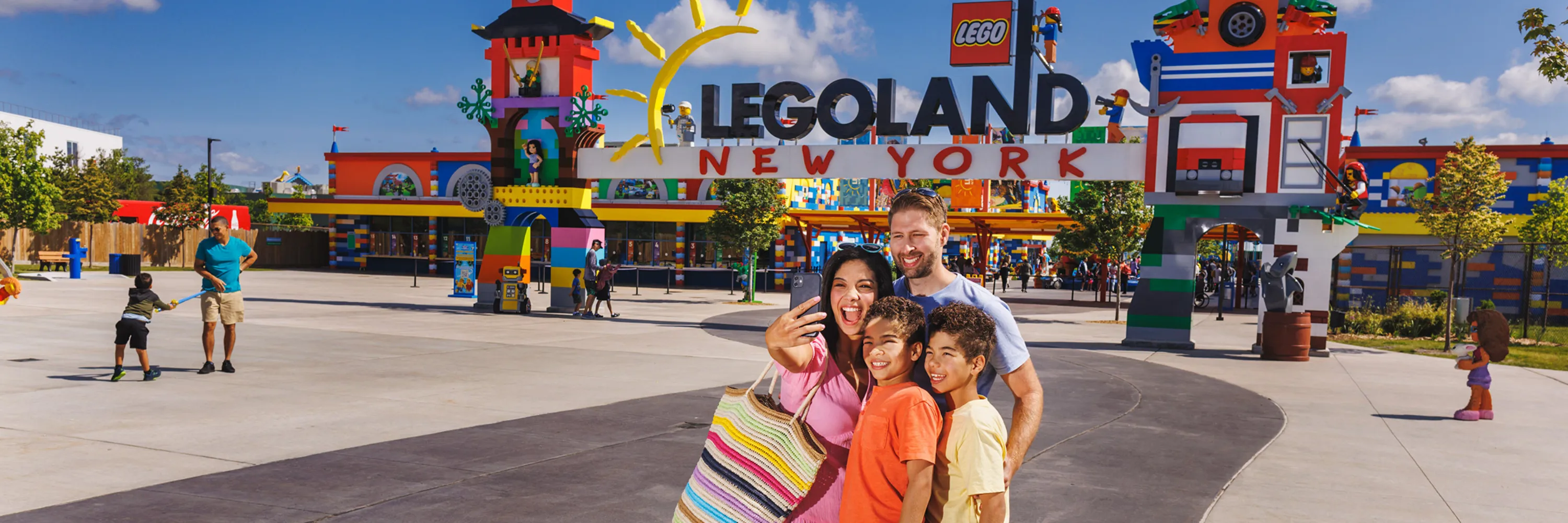 Family in front of LEGOLAND New York entrance