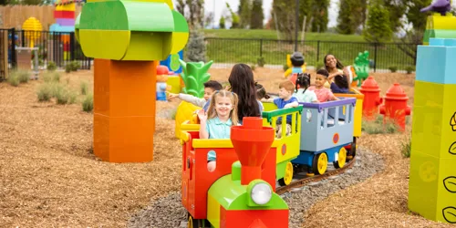 Kids hop aboard the Duplo number train for a fun ride with playful learning.